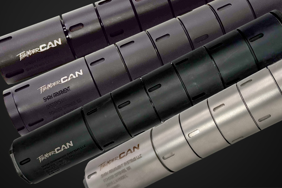 Modular Jekyll & Hyde suppressors — Large 9mm/50, Large 556/9mm, Medium 9/45, Small 22/32