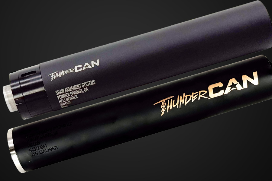 Pistol suppressors — ThunderCan Hellbender 9 and Hellion 45