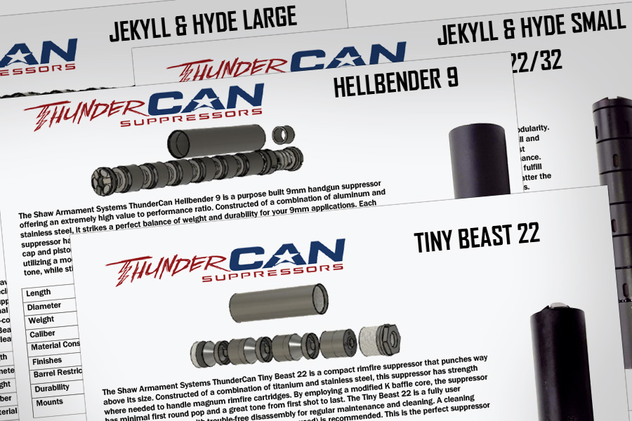 ThunderCan suppressor spec sheets and model resources