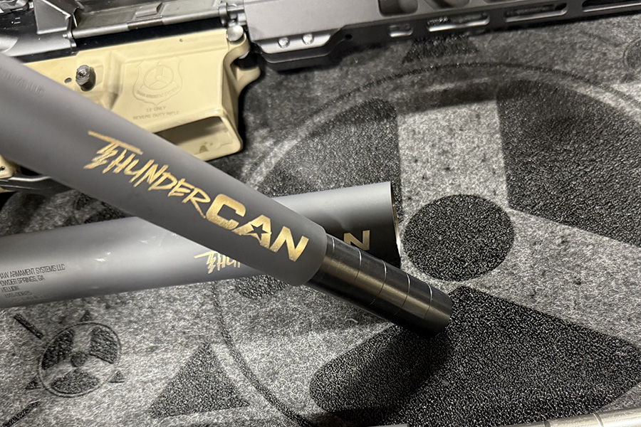 Dump tube upside down to empty ThunderCan suppressor baffles